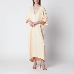 Abito caftano lungo rosa con scollo a V