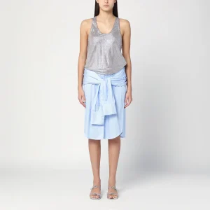 Abito camicia azzurro con strass