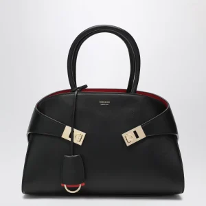 Borsa a mano Hug M nera/rossa in pelle