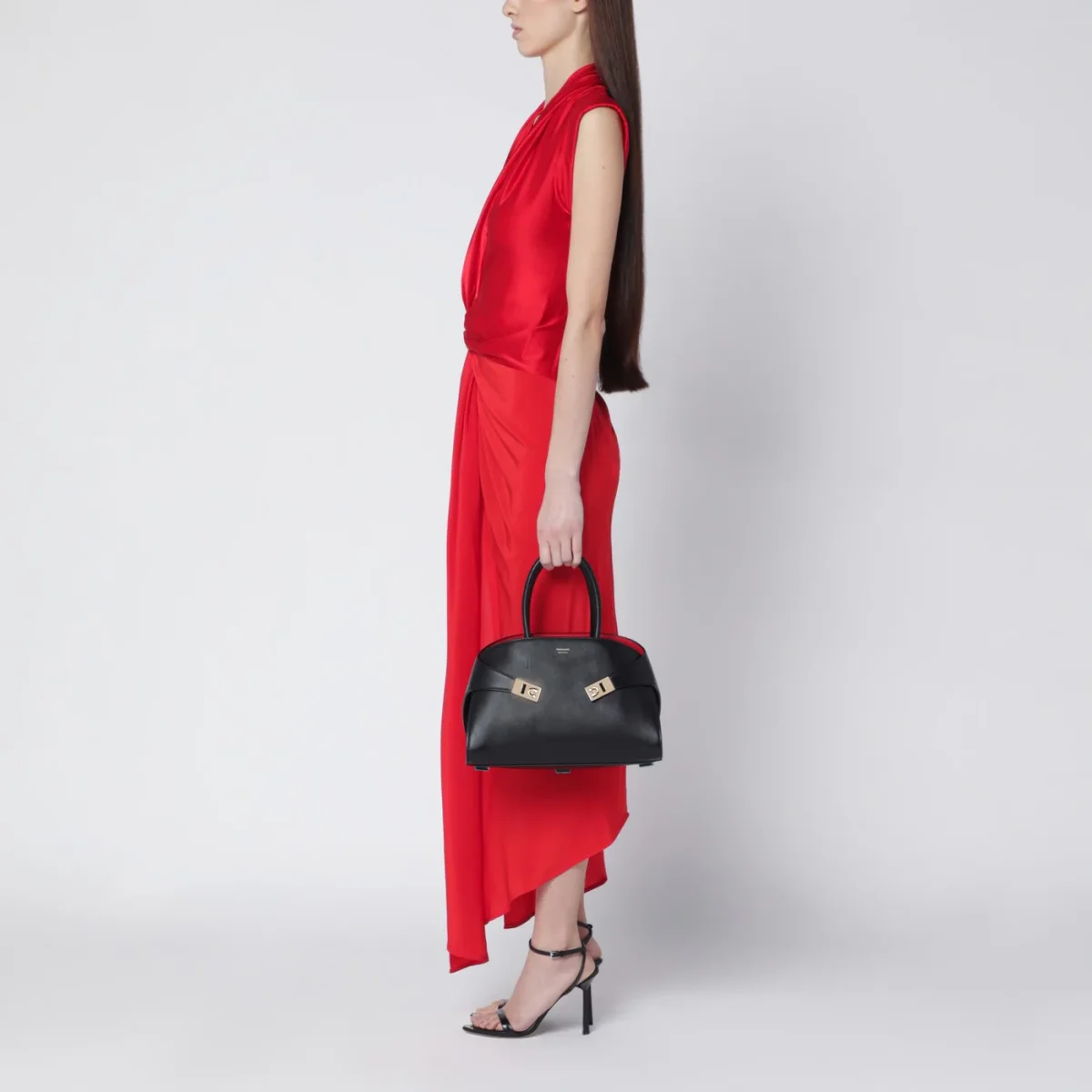 Borsa a mano Hug M nera/rossa in pelle - Image 3