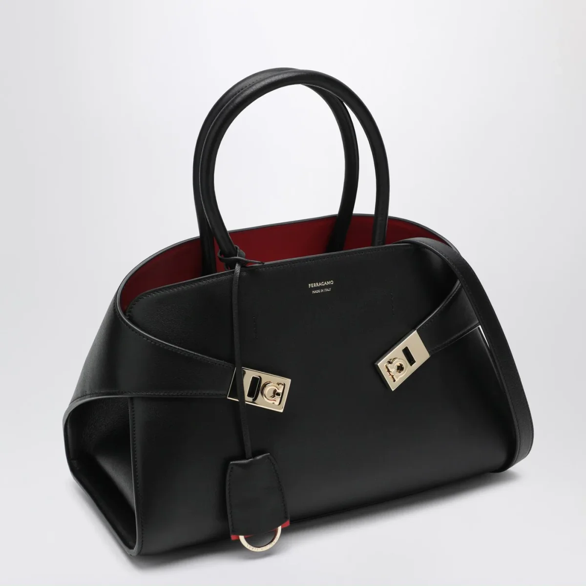 Borsa a mano Hug M nera/rossa in pelle - Image 4