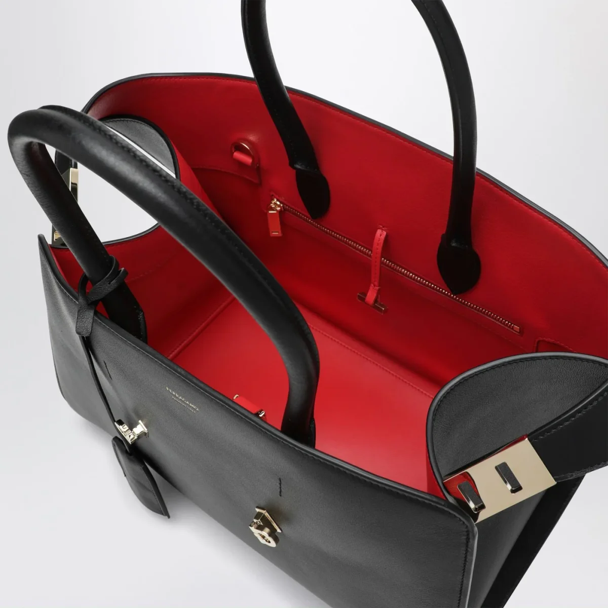 Borsa a mano Hug M nera/rossa in pelle - Image 6