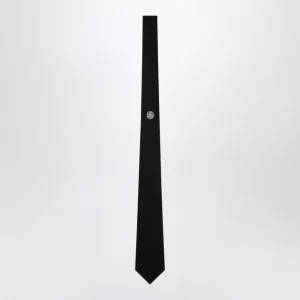 Cravatta nera in seta e jacquard