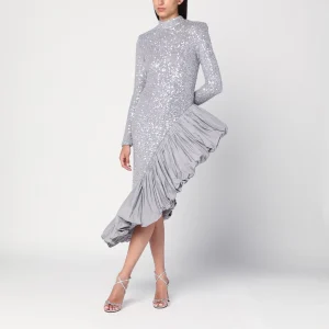 Abito asimmetrico argento con paillettes