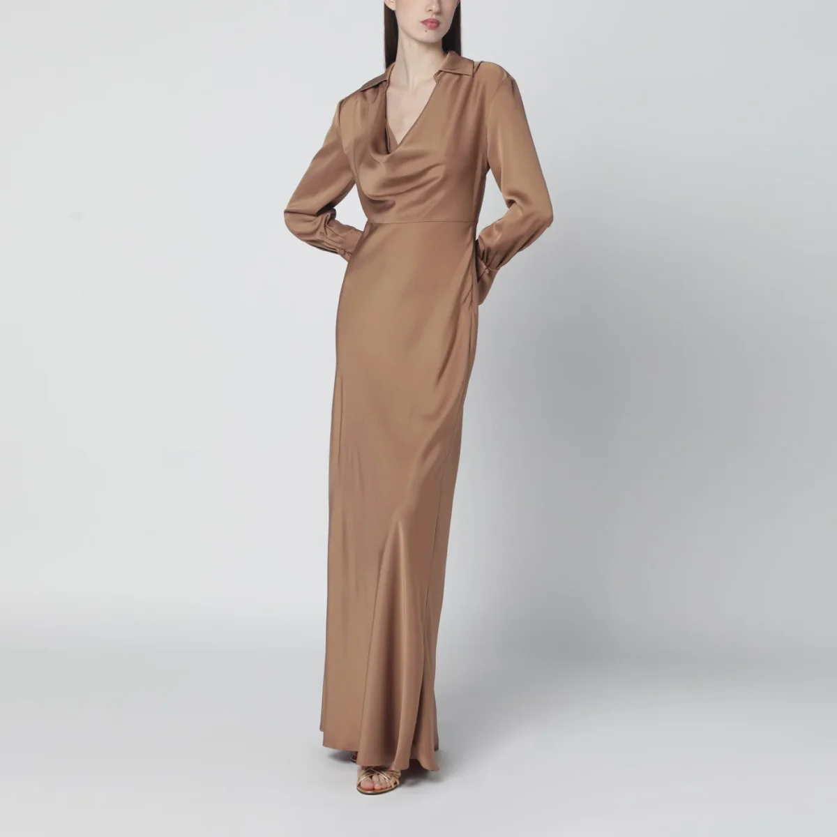 Abito Adelle in raso con drappeggio - Image 3