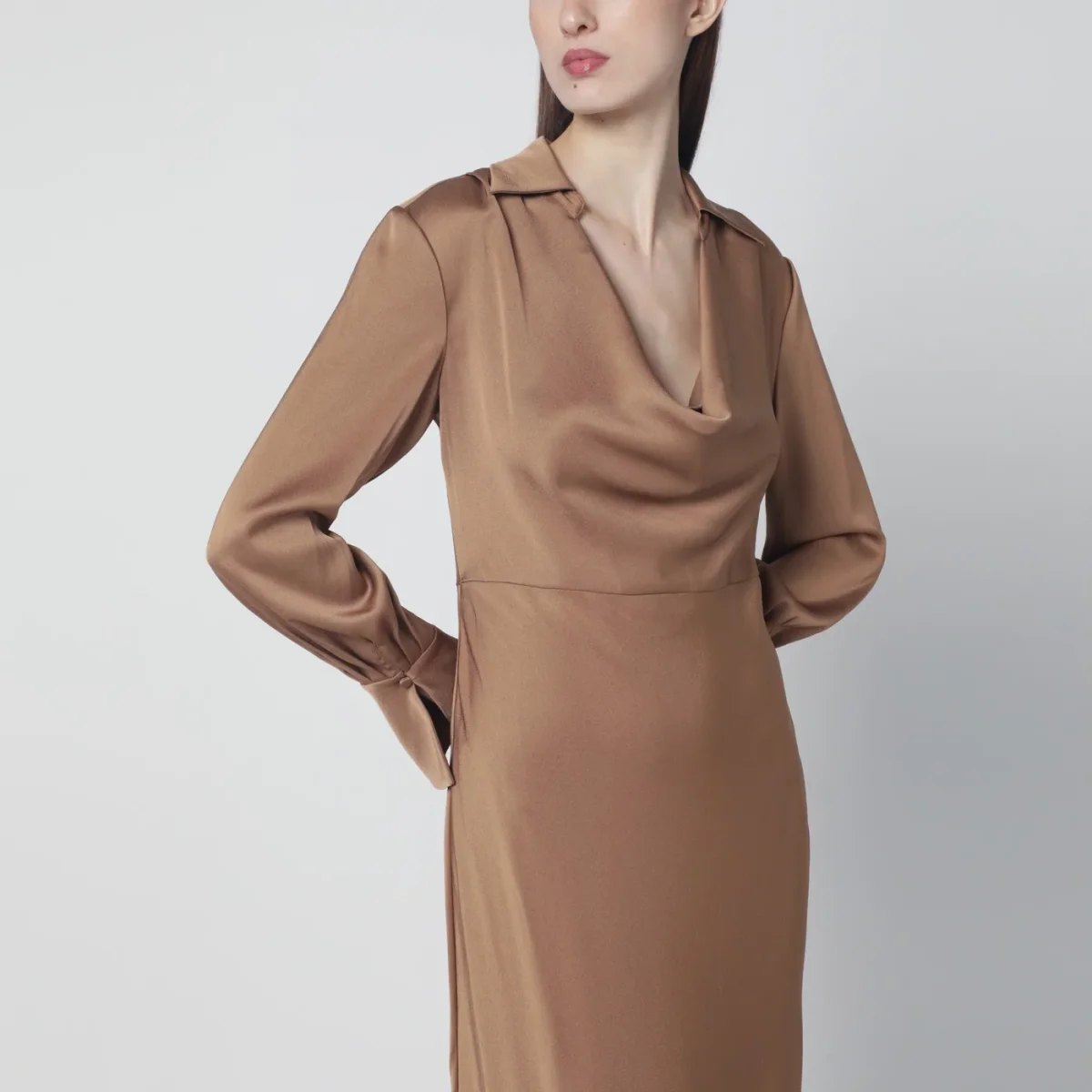 Abito Adelle in raso con drappeggio - Image 5