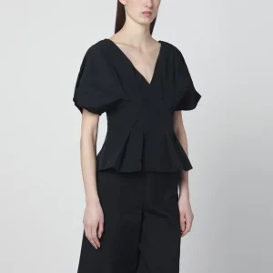 Top Rozen nero in faille di cotone