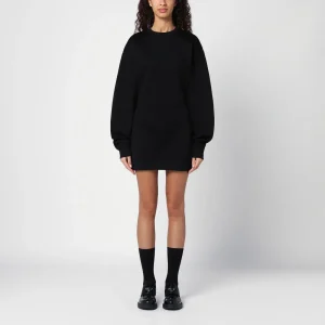 Abito corto nero in felpa con triangolo logo