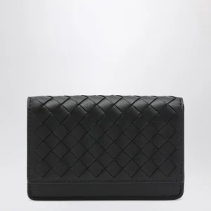 Portafoglio continental piccolo nero in Intrecciato