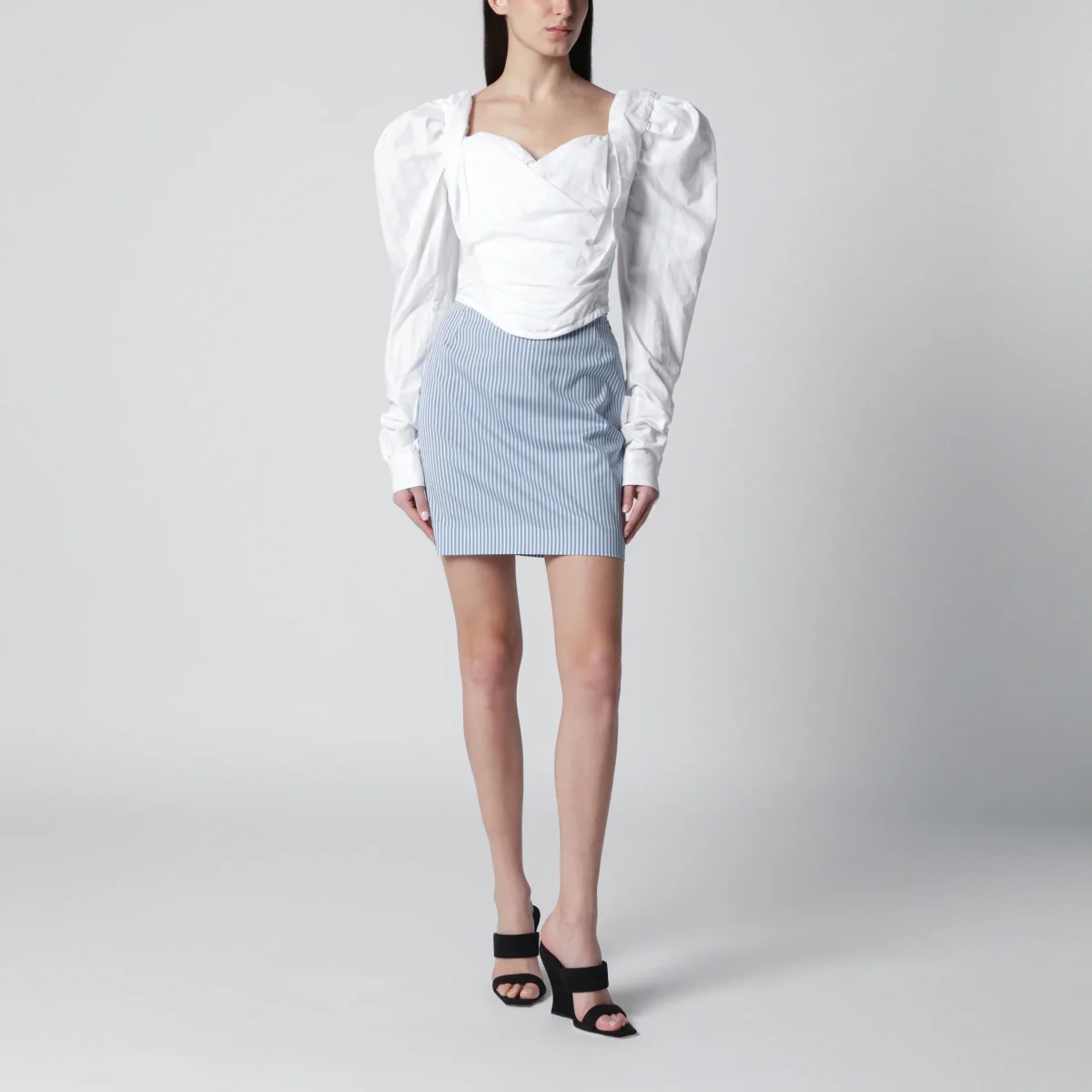 Top corsetto Sunday in cotone bianco – Image 3