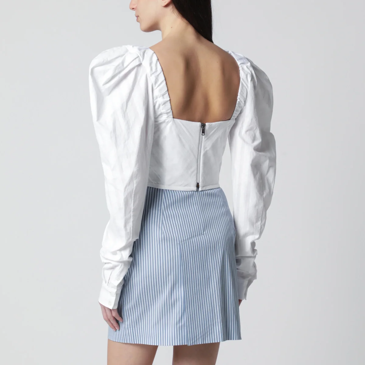 Top corsetto Sunday in cotone bianco – Image 4