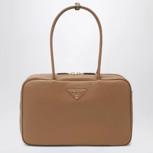 Bauletto large in pelle Caramello