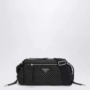 Sacca in Re-Nylon nera con borchie