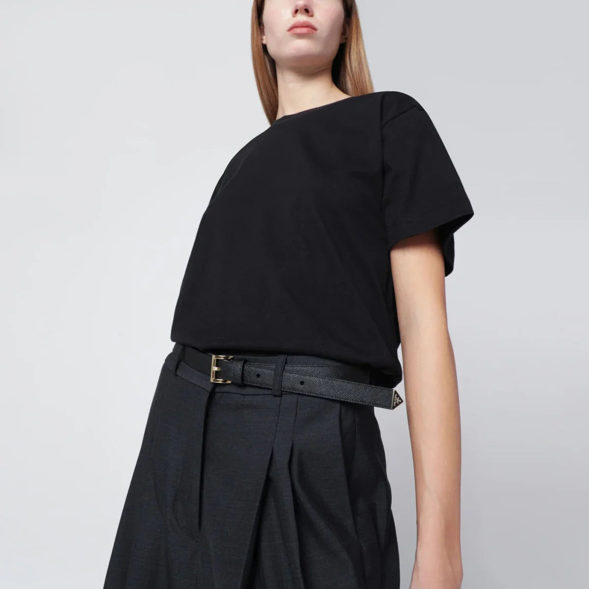 Cintura nera in pelle Saffiano – Image 3