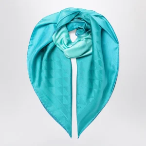 Foulard turchese stampato in twill