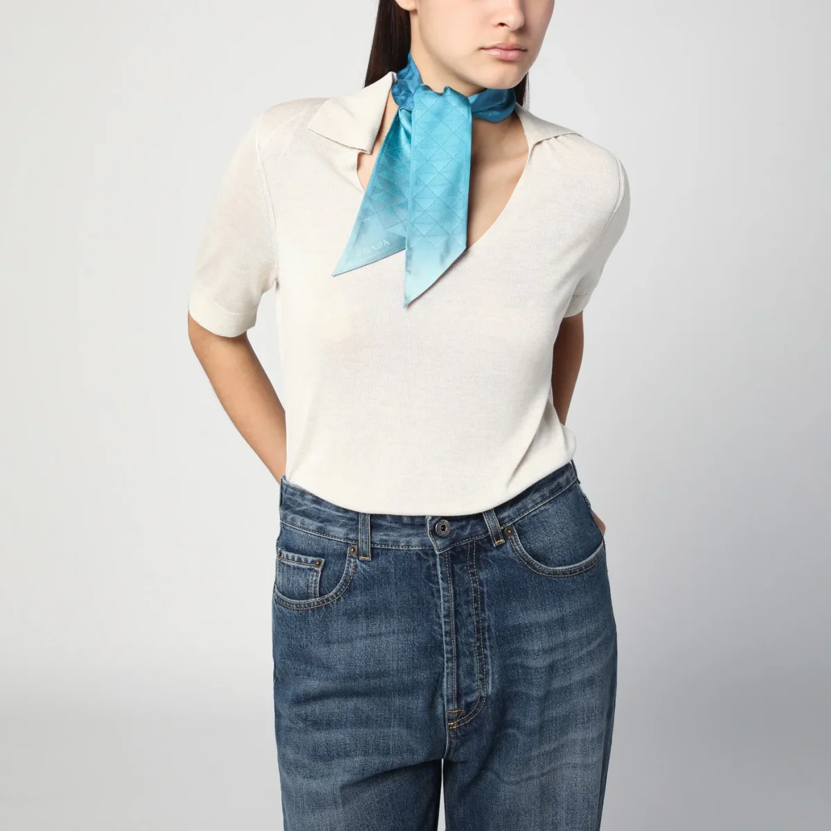 Nastro turchese in twill di seta - Image 3