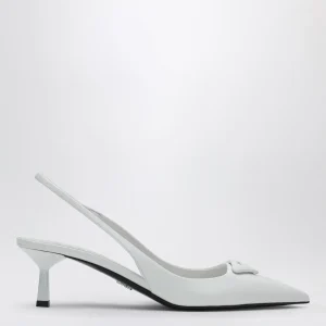 Décolleté slingback in vernice bianco
