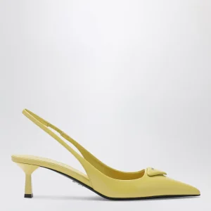Décolleté slingback in vernice color ananas