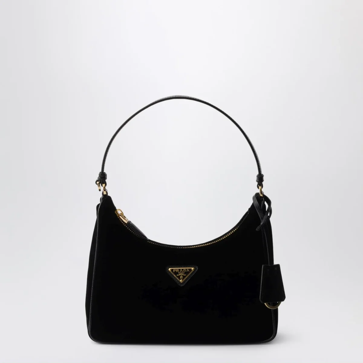 Mini borsa Prada Re-Edition 2005 in velluto e Saffiano nera – Image 2