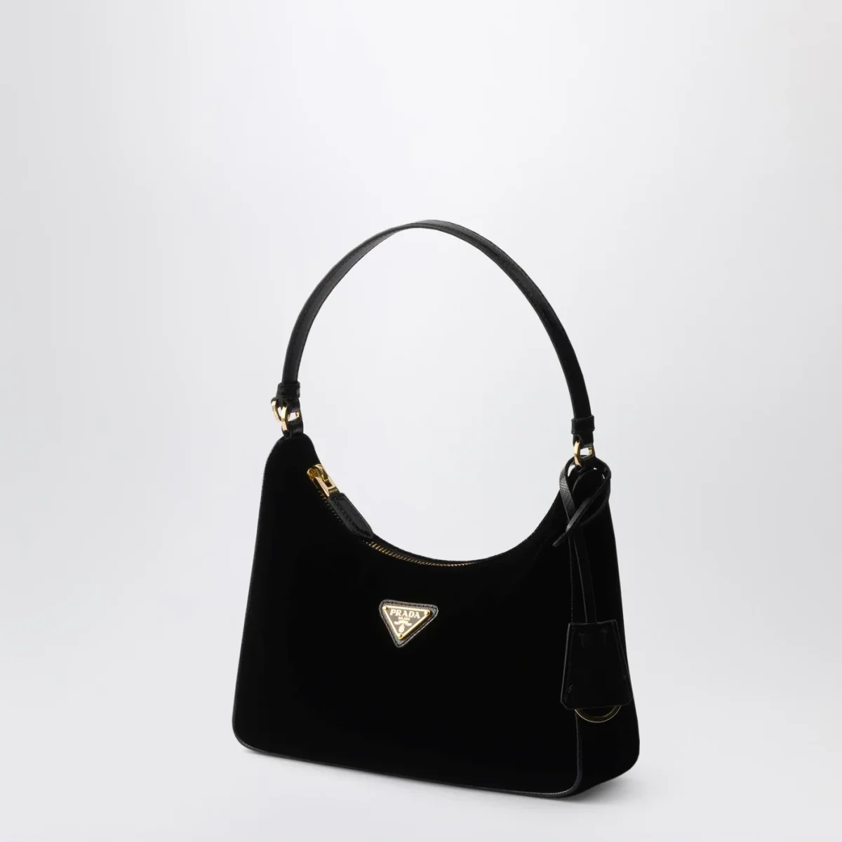 Mini borsa Prada Re-Edition 2005 in velluto e Saffiano nera – Image 3