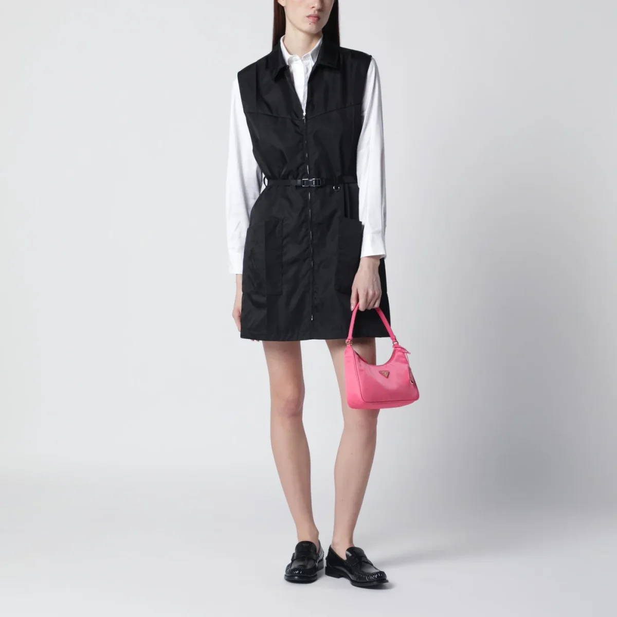 Mini borsa Re-Edition 2005 in Re-Nylon e Saffiano rosa – Image 3