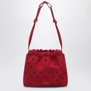 Romy Pouch in pelle scamosciata rossa traforata