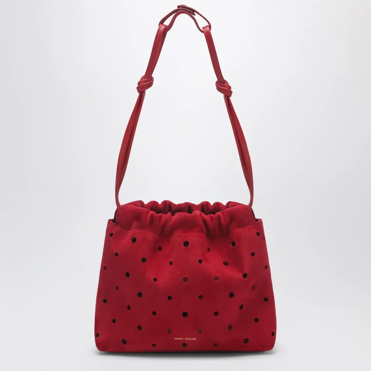 Romy Pouch in pelle scamosciata rossa traforata - Image 2