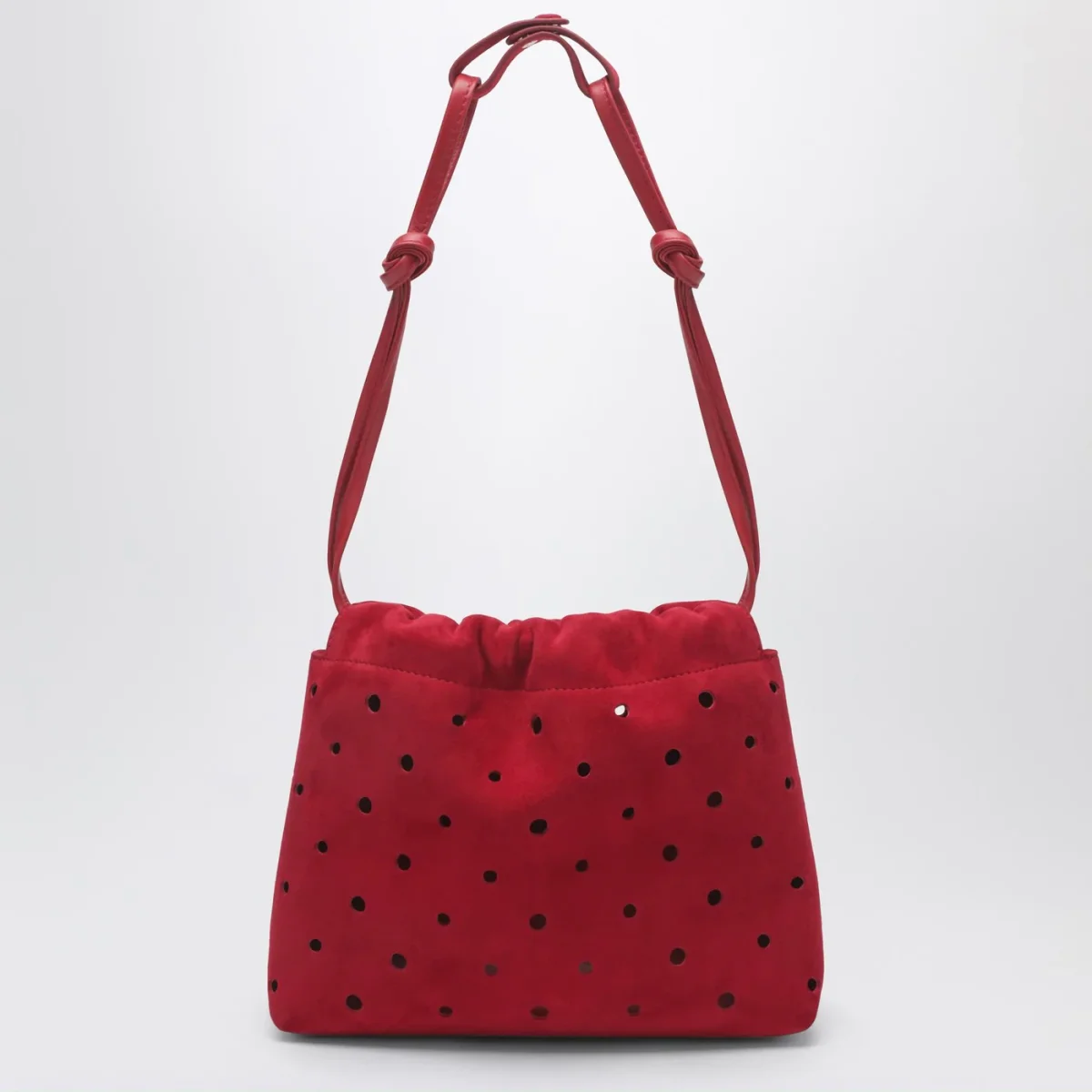 Romy Pouch in pelle scamosciata rossa traforata - Image 5