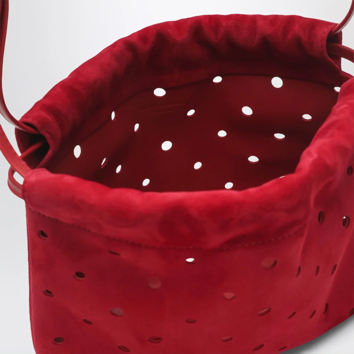Romy Pouch in pelle scamosciata rossa traforata - Image 6