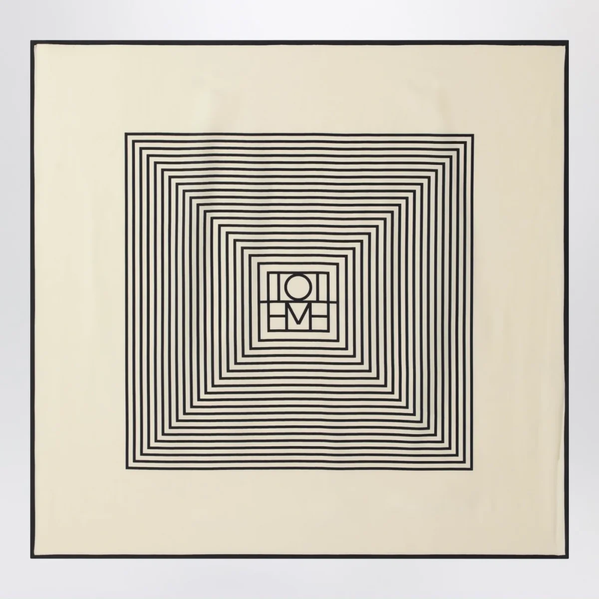 Foulard color crema in seta con monogramma centrale – Image 4