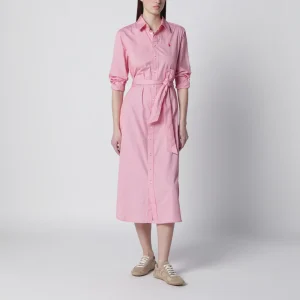 Abito chemisier a righe rosse/bianche