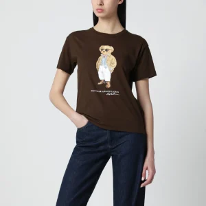 T-shirt Polo Bear in jersey di cotone marrone