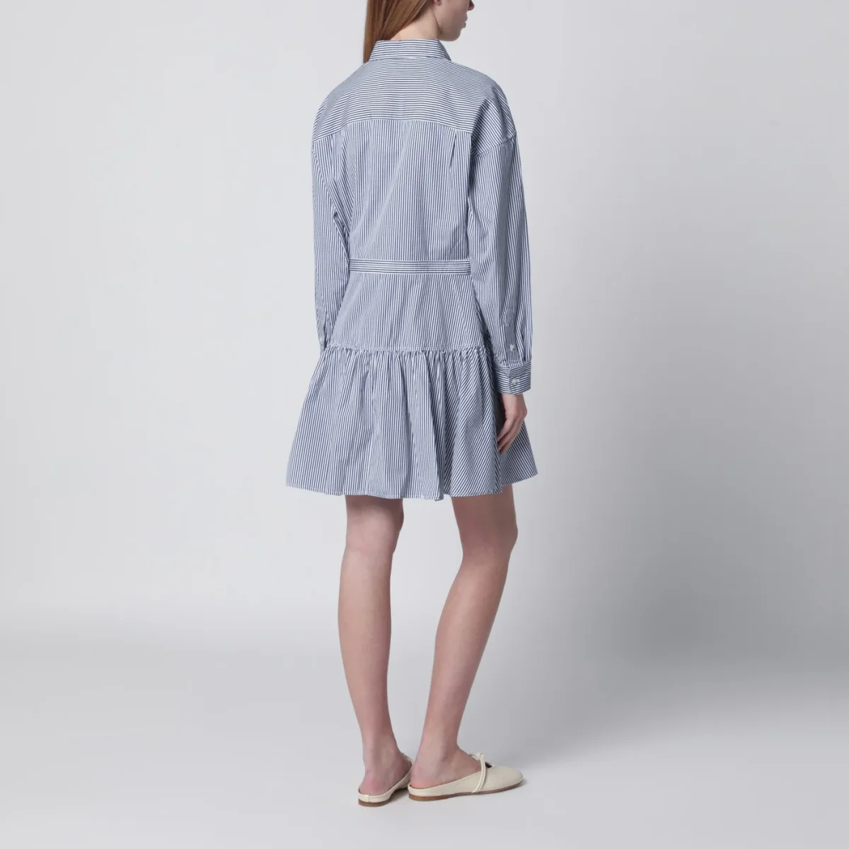 Abito chemisier a righe blu/bianche - Image 4