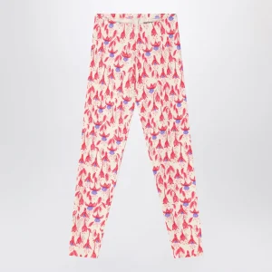 Leggings con fantasia rossa in cotone organico