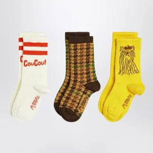 Set con tre calzini in cotone