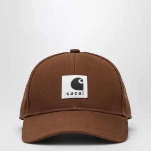 Cappello da baseball beige con patch logo