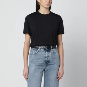 T-shirt nera in misto cotone organico