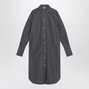 Abito chemisier nero con righe bianche