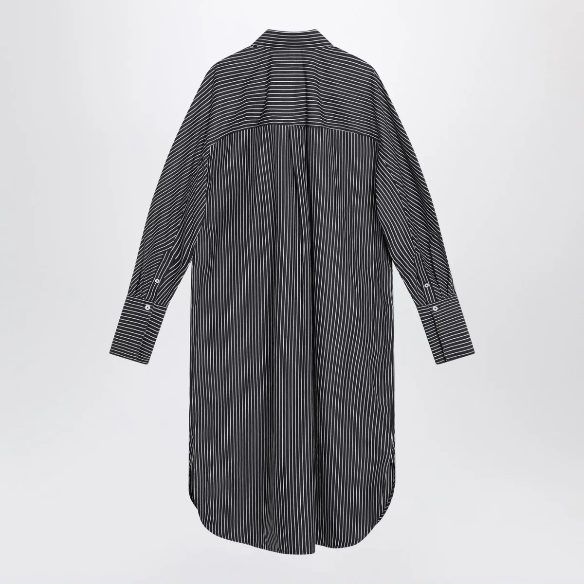 Abito chemisier nero con righe bianche - Image 3