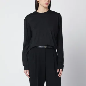 T-shirt nera in misto cotone organico