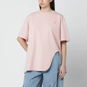 T-shirt rosa con stampa sul retro