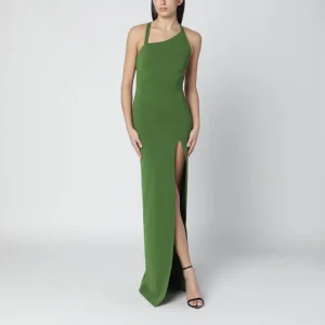 Abito lungo verde con spacco