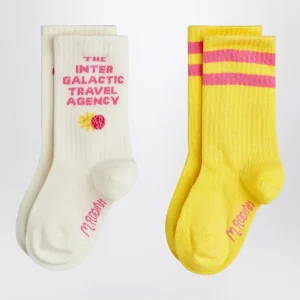 Due paia di calzini Travel Agency bianco/giallo