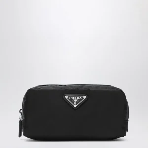 Beauty-case in Re-Nylon nero con logo