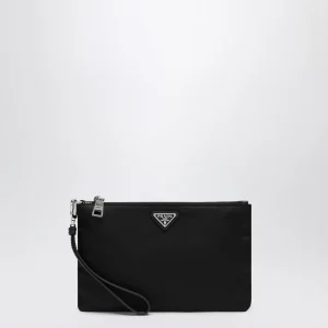 Pouch nera in Re-Nylon e Saffiano