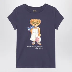 T-shirt Polo Bear blu navy in cotone