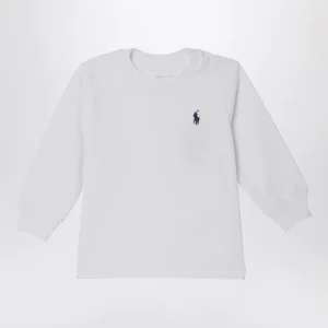 Maglia bianca in cotone con logo