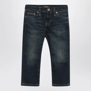 Jeans blu scuro effetto slavato