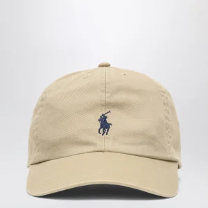 Cappello da baseball beige in cotone