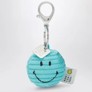 Portachiavi Smiley in velluto azzurro